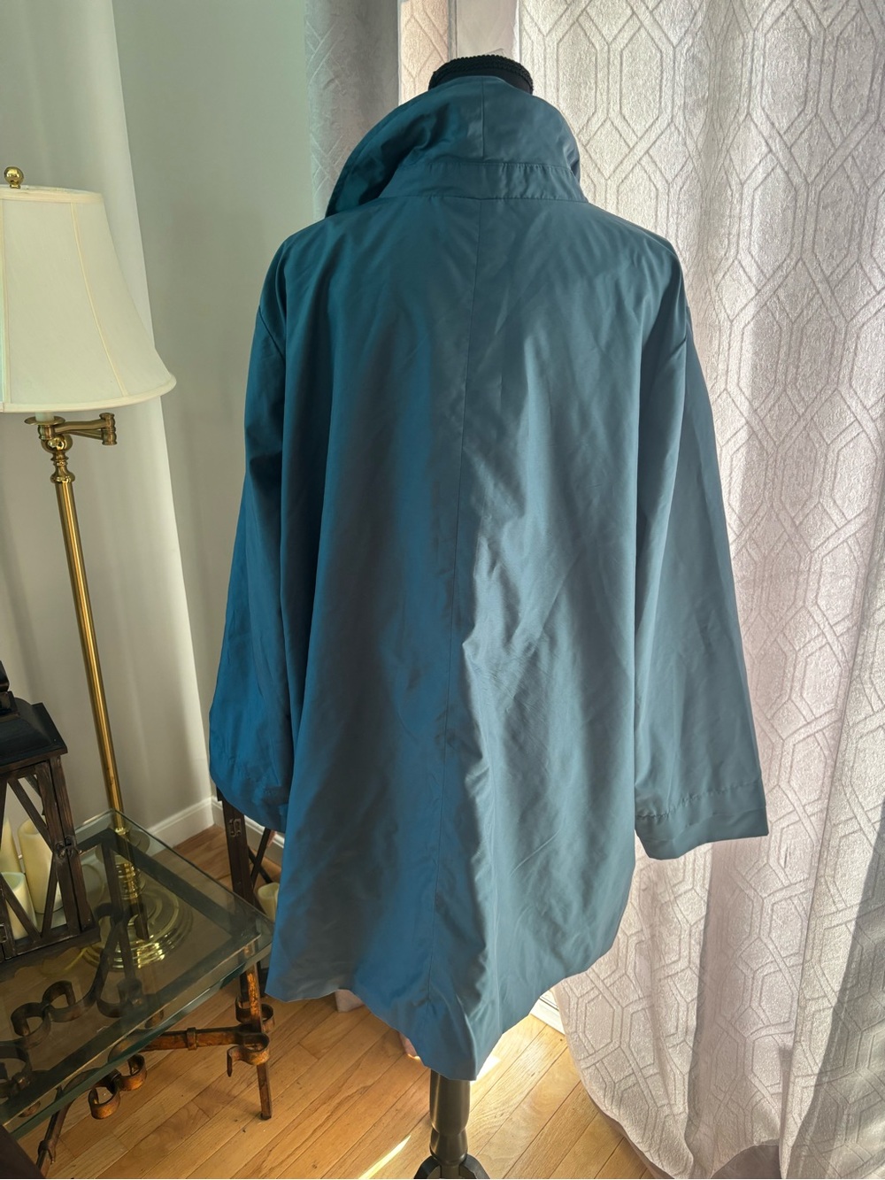 dennis basso Teal Full-Button A-Line Robe Jacket - Picture 5 of 12